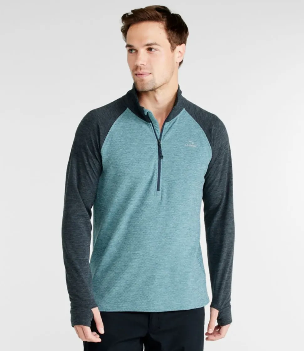Clearance L.L.Bean "Men's Adventure Grid Fleece, Quarter-Zip Colorblock" CarbonNavy/BlueQuartz