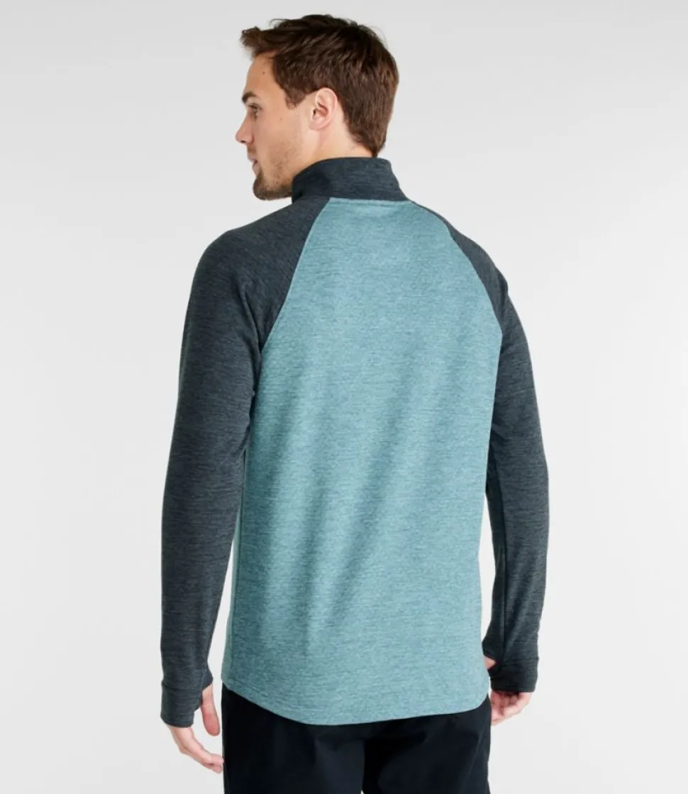 Clearance L.L.Bean "Men's Adventure Grid Fleece, Quarter-Zip Colorblock" CarbonNavy/BlueQuartz