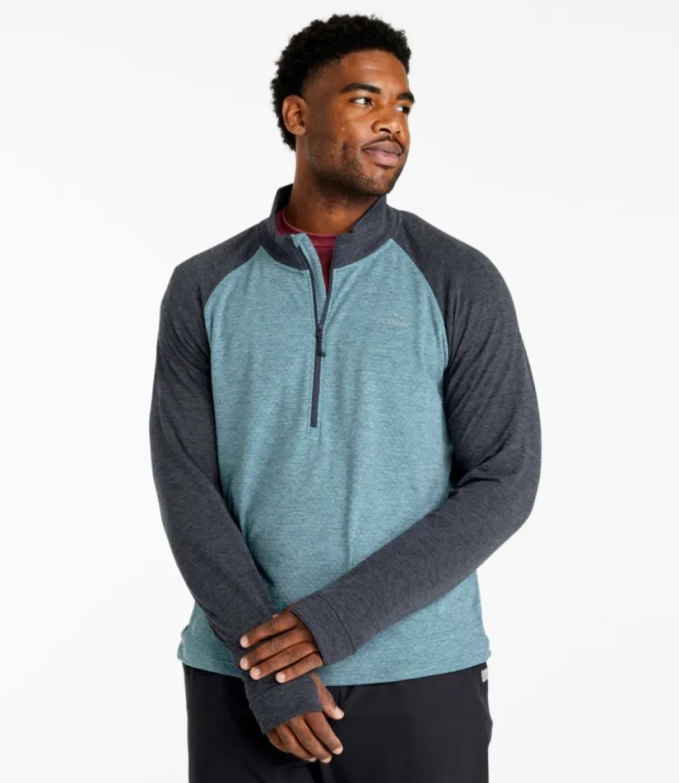 Clearance L.L.Bean "Men's Adventure Grid Fleece, Quarter-Zip Colorblock" CarbonNavy/BlueQuartz