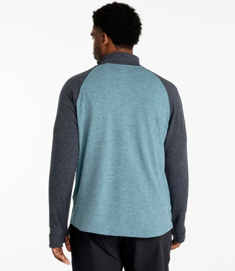 Clearance L.L.Bean "Men's Adventure Grid Fleece, Quarter-Zip Colorblock" CarbonNavy/BlueQuartz