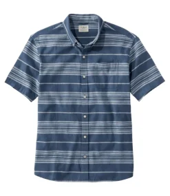 Discount L.L.Bean "Men's Backyard BBQ Shirt, Short-Sleeve, Traditional Untucked Fit, Stripe"