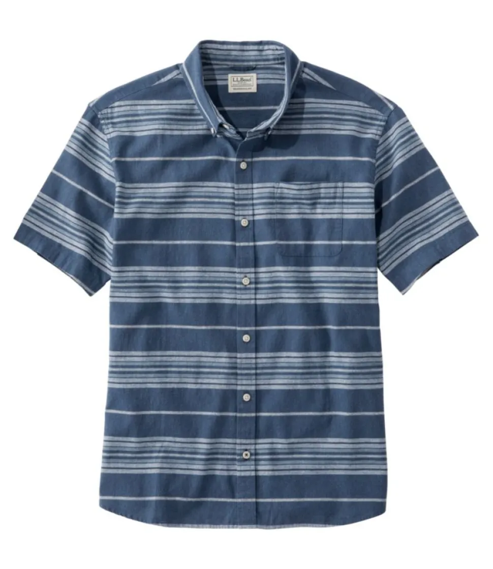 Discount L.L.Bean "Men's Backyard BBQ Shirt, Short-Sleeve, Traditional Untucked Fit, Stripe"