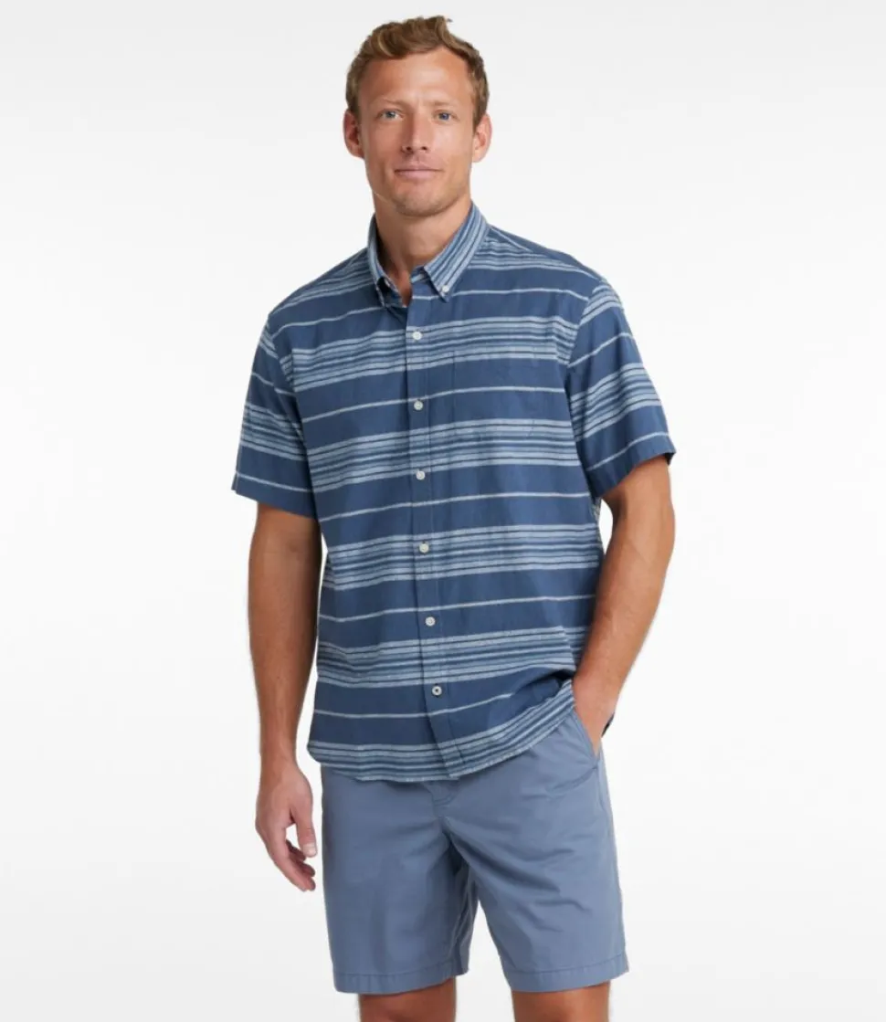 Discount L.L.Bean "Men's Backyard BBQ Shirt, Short-Sleeve, Traditional Untucked Fit, Stripe"