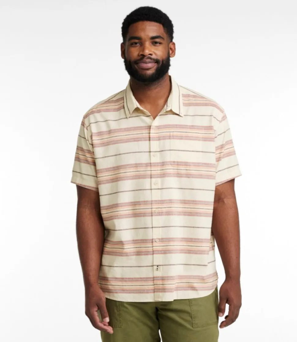 Discount L.L.Bean "Men's Backyard BBQ Shirt, Short-Sleeve, Traditional Untucked Fit, Stripe"