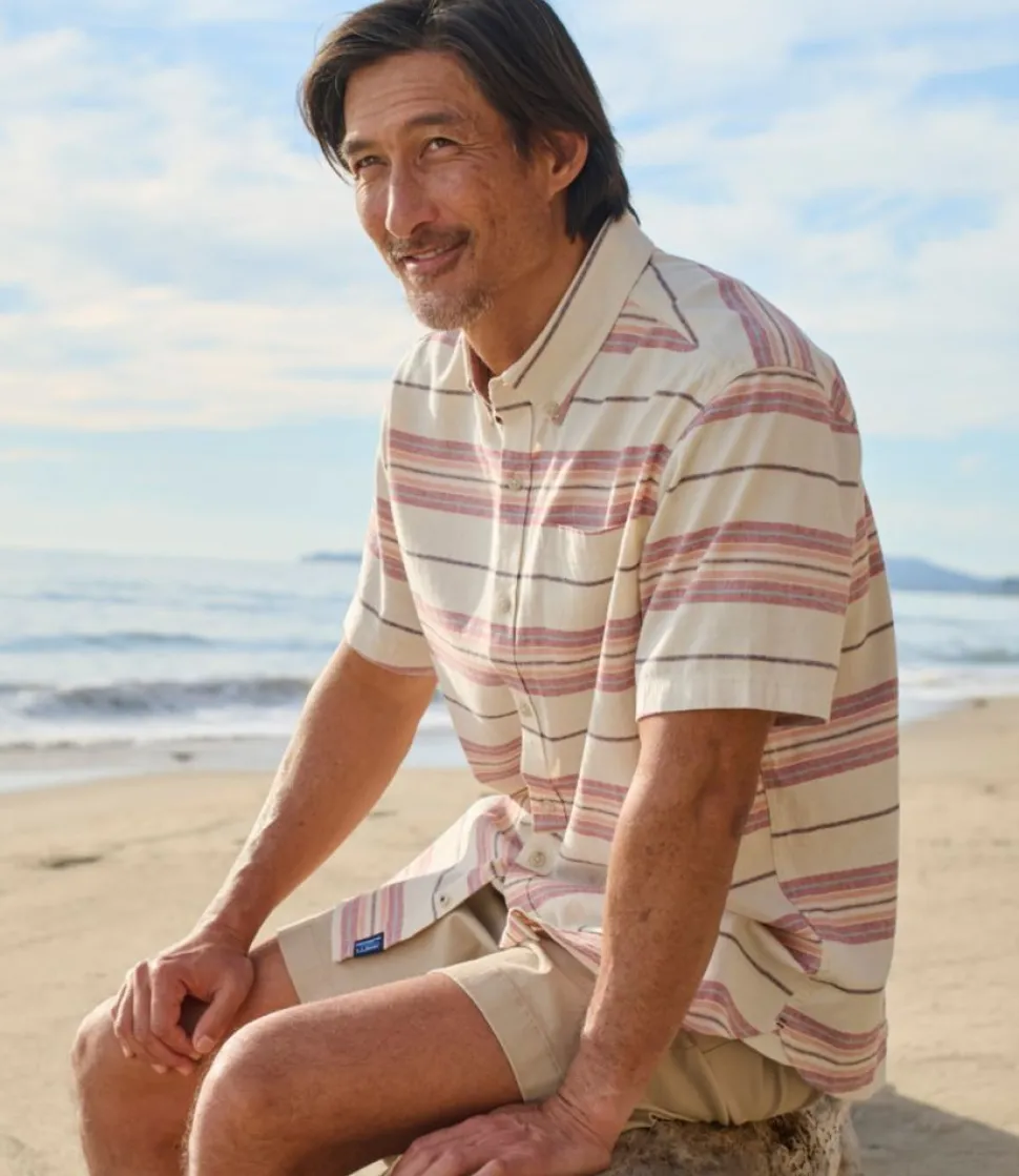 Discount L.L.Bean "Men's Backyard BBQ Shirt, Short-Sleeve, Traditional Untucked Fit, Stripe"