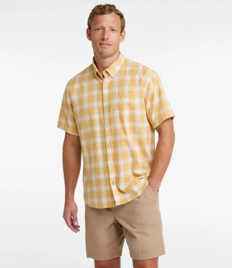 Cheap L.L.Bean "Men's Backyard BBQ Shirt, Short-Sleeve, Traditional Untucked Fit, Plaid"