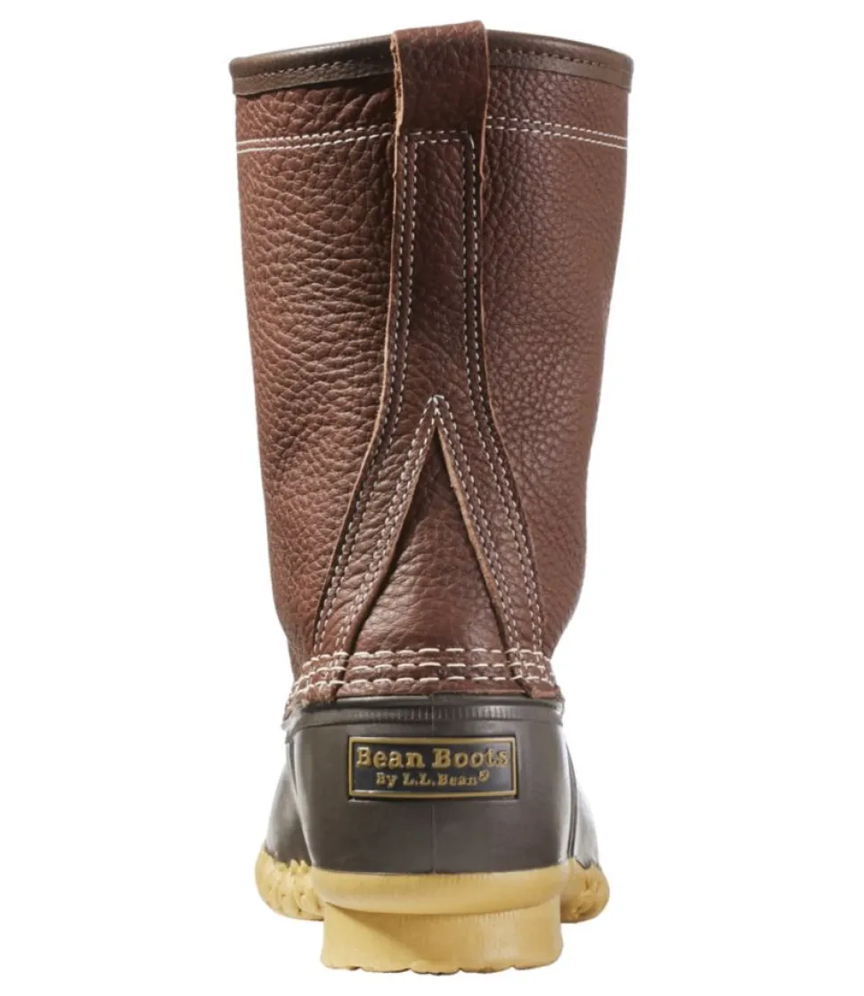 Fashion L.L.Bean "Men's Bean Boots, 10" Shearling-Lined Tumbled Leather" Maple/Brown