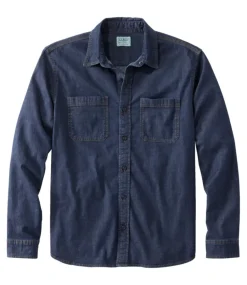 Cheap L.L.Bean "Men's BeanFlex® Denim Shirt, Slightly Fitted Untucked Fit, Long-Sleeve"