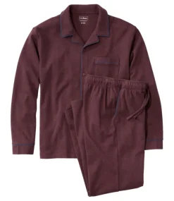 Discount L.L.Bean "Men's Bean's Cotton Knit Pajamas, Button-Front PJ Set"