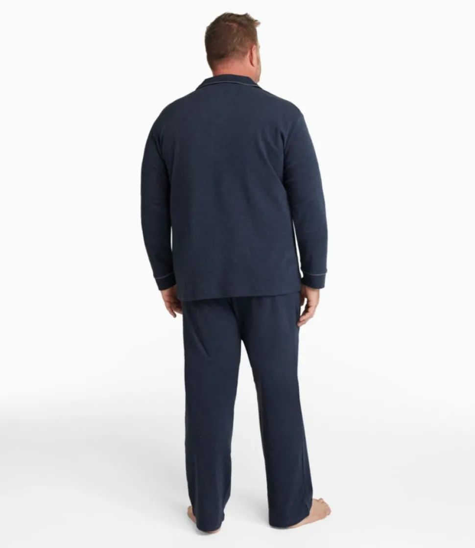Discount L.L.Bean "Men's Bean's Cotton Knit Pajamas, Button-Front PJ Set"