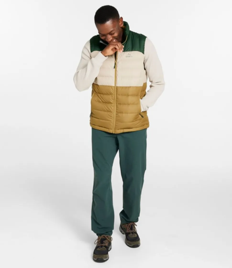 Discount L.L.Bean "Men's Bean's Down Vest, Colorblock" FatigueGreen/DeepBalsam