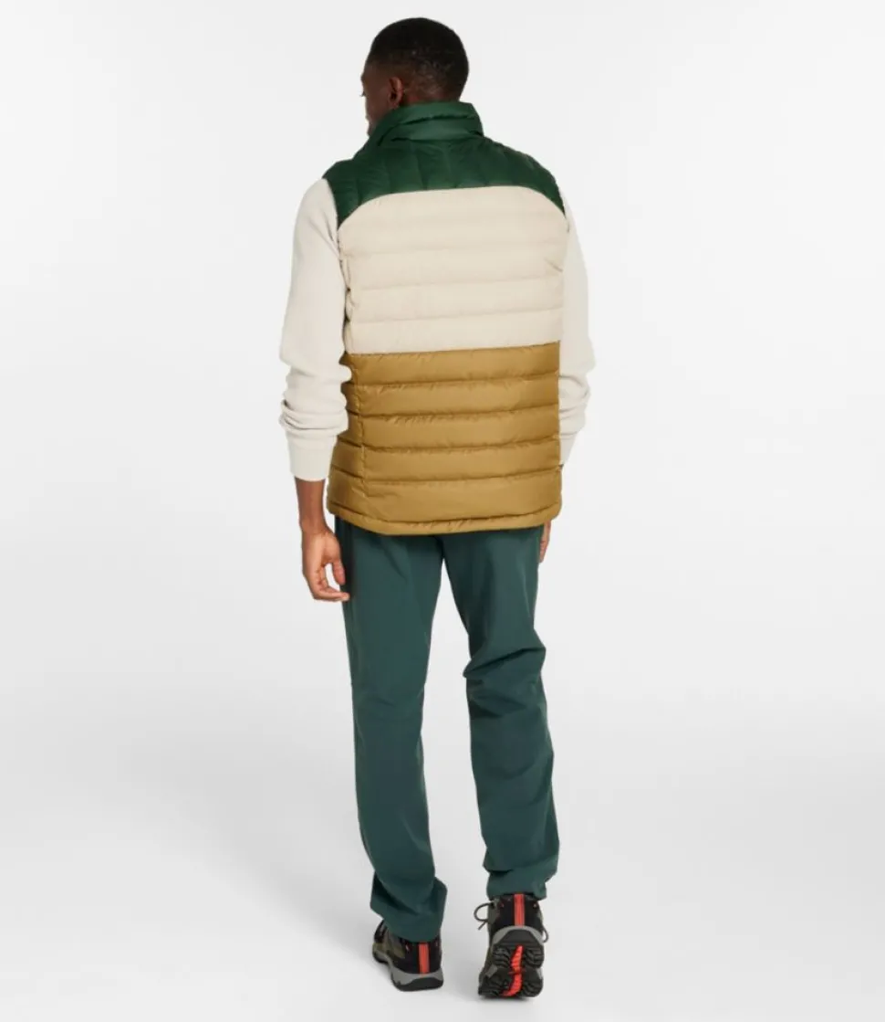 Discount L.L.Bean "Men's Bean's Down Vest, Colorblock" FatigueGreen/DeepBalsam