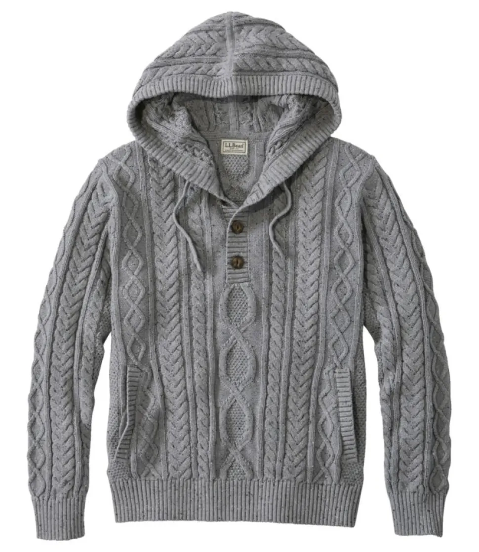 Shop L.L.Bean "Men's Bean's Heritage Soft Cotton Fisherman Sweater, Henley Hoodie"
