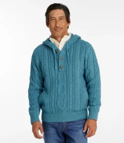 Shop L.L.Bean "Men's Bean's Heritage Soft Cotton Fisherman Sweater, Henley Hoodie"