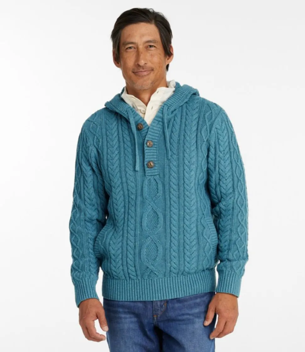 Shop L.L.Bean "Men's Bean's Heritage Soft Cotton Fisherman Sweater, Henley Hoodie"