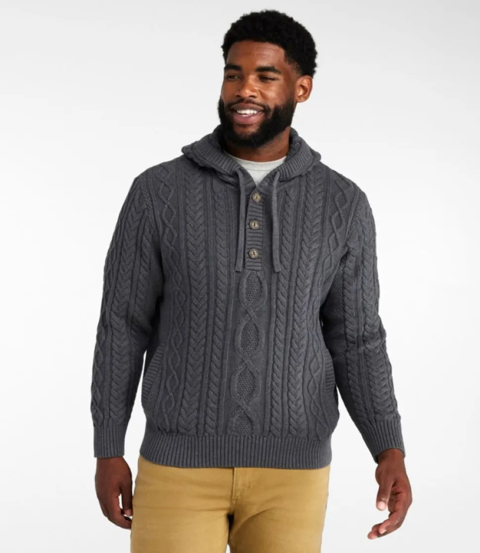 Shop L.L.Bean "Men's Bean's Heritage Soft Cotton Fisherman Sweater, Henley Hoodie"