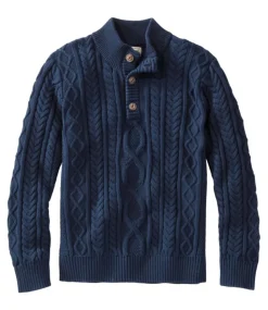 New L.L.Bean "Men's Bean's Heritage Soft Cotton Fisherman Sweater, Button-Mock"