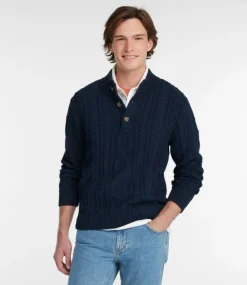 New L.L.Bean "Men's Bean's Heritage Soft Cotton Fisherman Sweater, Button-Mock"