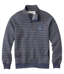 New L.L.Bean "Men's Bean's Quilted Sweatshirt, Mockneck, Print" ClassicNavyBirdseye