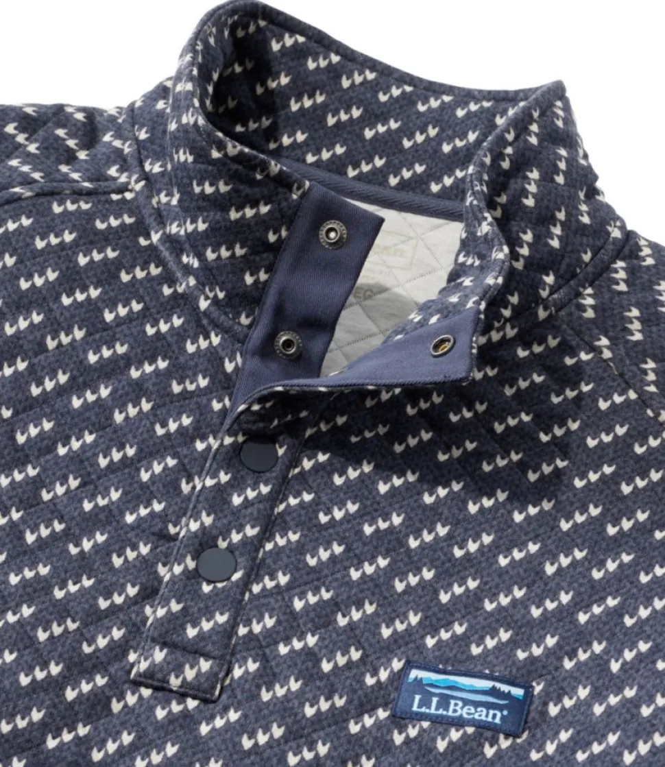 New L.L.Bean "Men's Bean's Quilted Sweatshirt, Mockneck, Print" ClassicNavyBirdseye