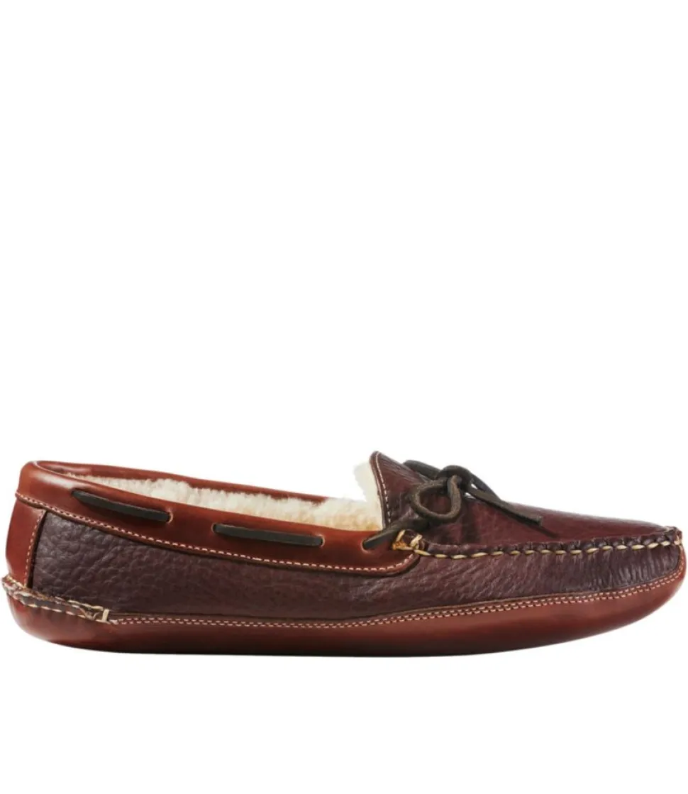 Flash Sale L.L.Bean "Men's Bison Double-Sole Slippers, Shearling-Lined" Raisin