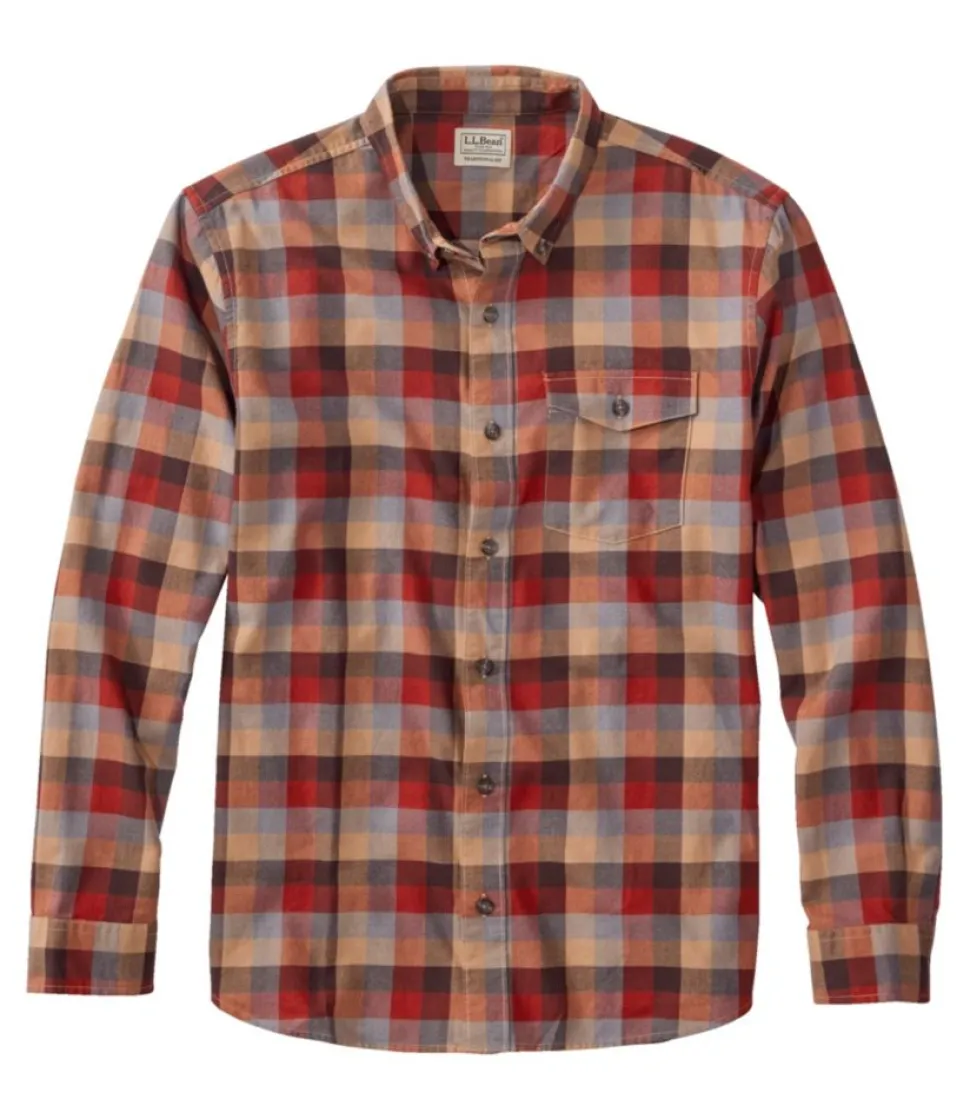 Best L.L.Bean "Men's Brushed Jaspé Twill Shirt, Plaid, Traditional Untucked Fit"