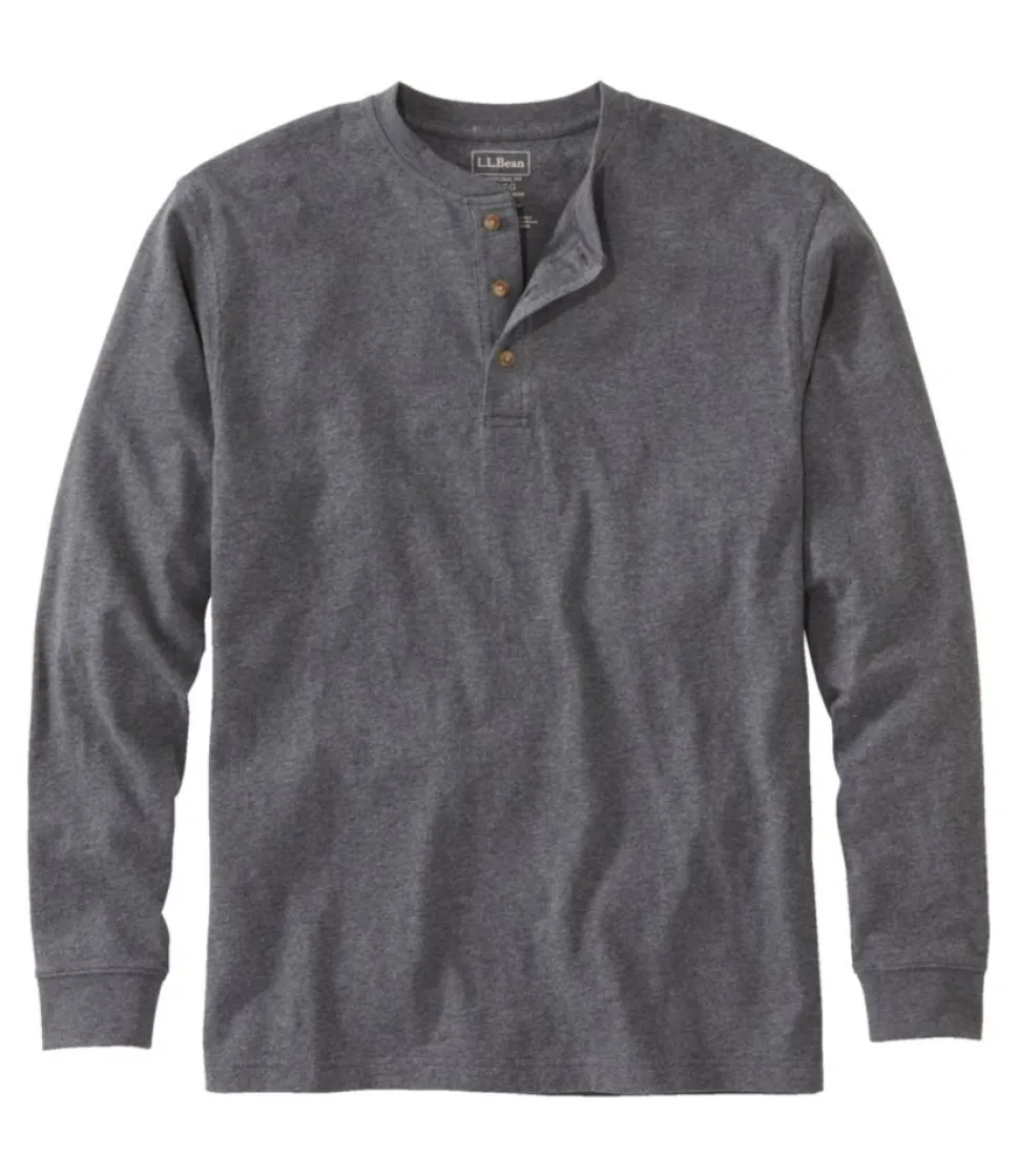 Clearance L.L.Bean "Men's Carefree Unshrinkable Tee, Traditional Fit, Long-Sleeve Henley"