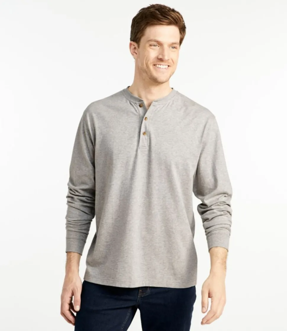 Clearance L.L.Bean "Men's Carefree Unshrinkable Tee, Traditional Fit, Long-Sleeve Henley"