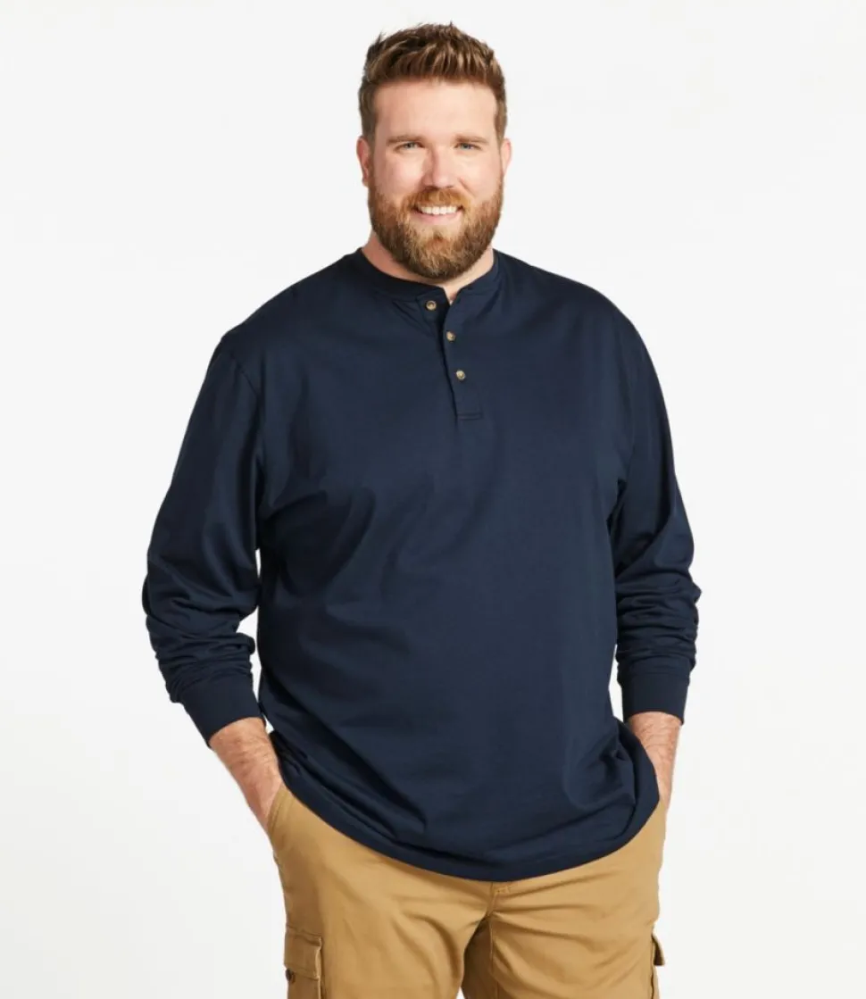 Clearance L.L.Bean "Men's Carefree Unshrinkable Tee, Traditional Fit, Long-Sleeve Henley"