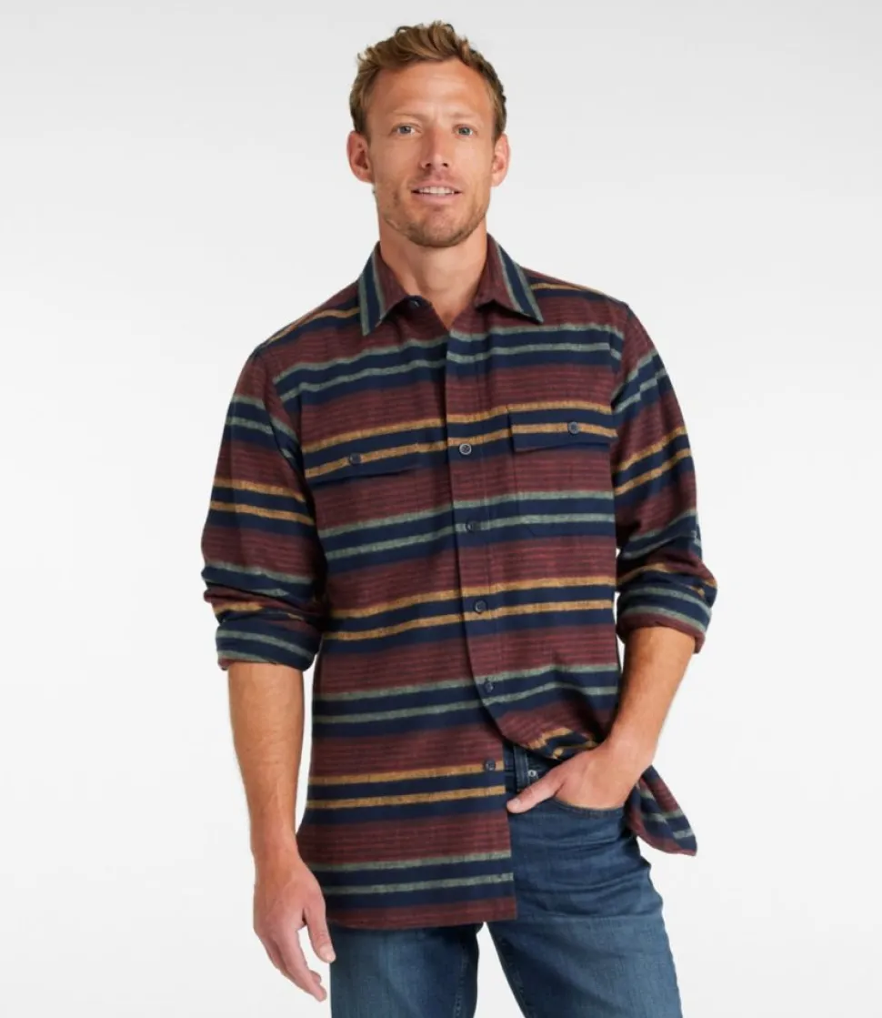 Cheap L.L.Bean "Men's Chamois Shirt, Slightly Fitted, Stripe" Navy