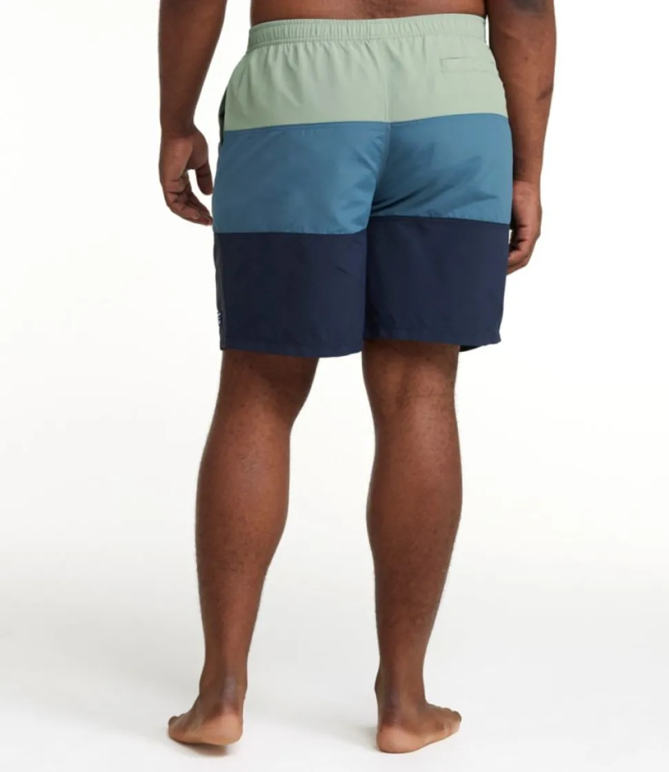 Outlet L.L.Bean "Men's Classic Supplex Sport Shorts, Colorblock, 8"" FadedSage/IronBlue/Navy