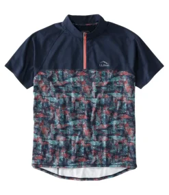 Cheap L.L.Bean "Men's Comfort Cycling Jersey, Short-Sleeve Print" ClassicNavyGeoPrint/ClassicNavy