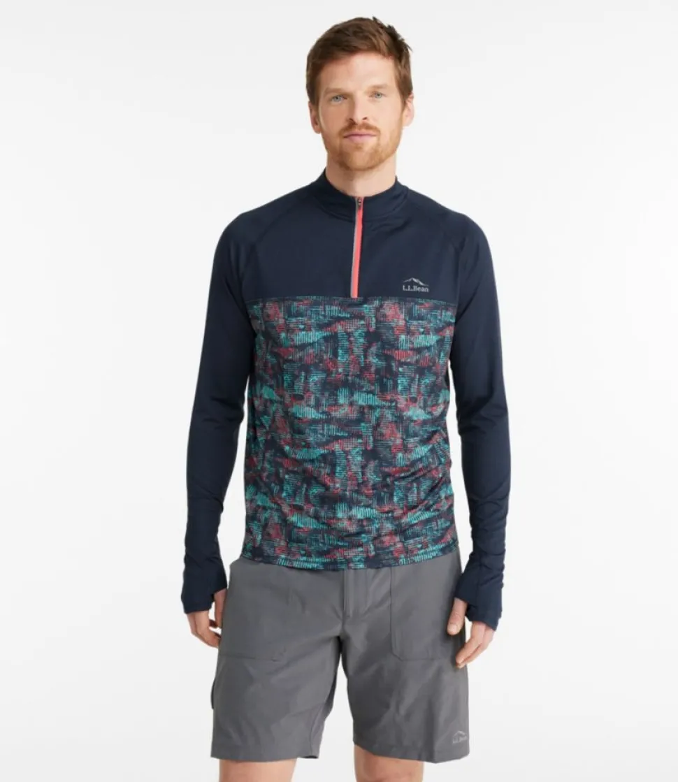 Outlet L.L.Bean "Men's Comfort Cycling Jersey, Long-Sleeve Print" ClassicNavyGeoPrint/ClassicNavy