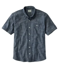Outlet L.L.Bean "Men's Comfort Stretch Chambray Shirt, Traditional Untucked Fit, Short-Sleeve"