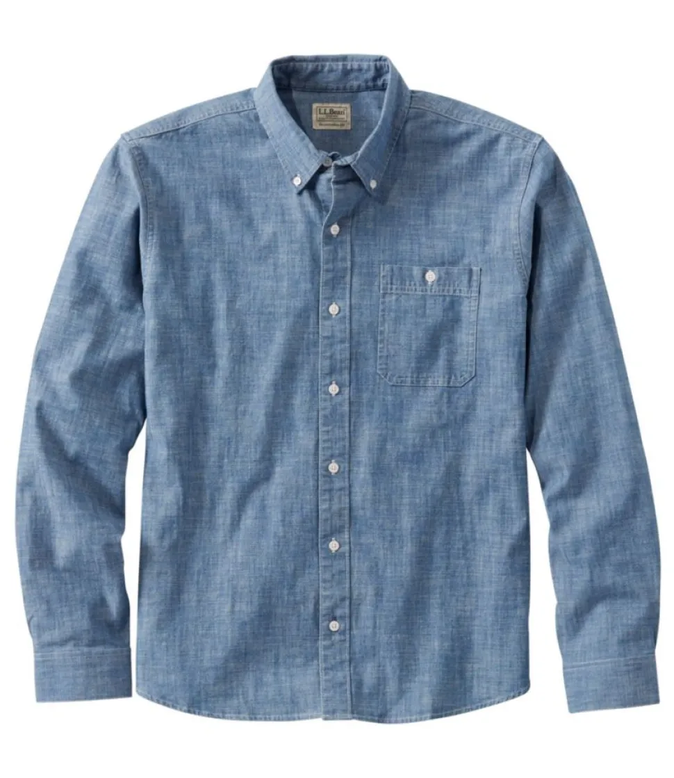 New L.L.Bean "Men's Comfort Stretch Chambray Shirt, Traditional Untucked Fit, Long-Sleeve"