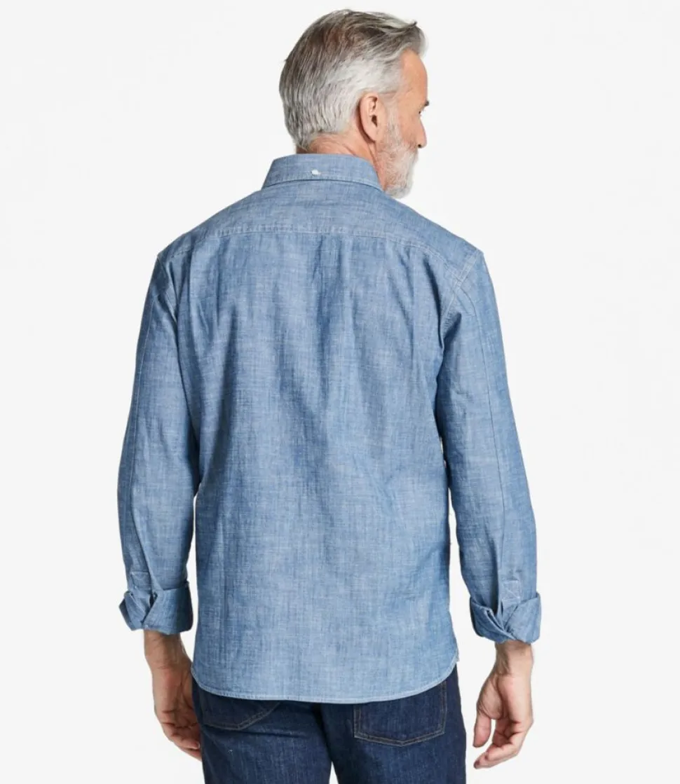 New L.L.Bean "Men's Comfort Stretch Chambray Shirt, Traditional Untucked Fit, Long-Sleeve"