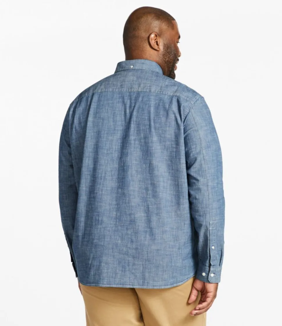 New L.L.Bean "Men's Comfort Stretch Chambray Shirt, Traditional Untucked Fit, Long-Sleeve"