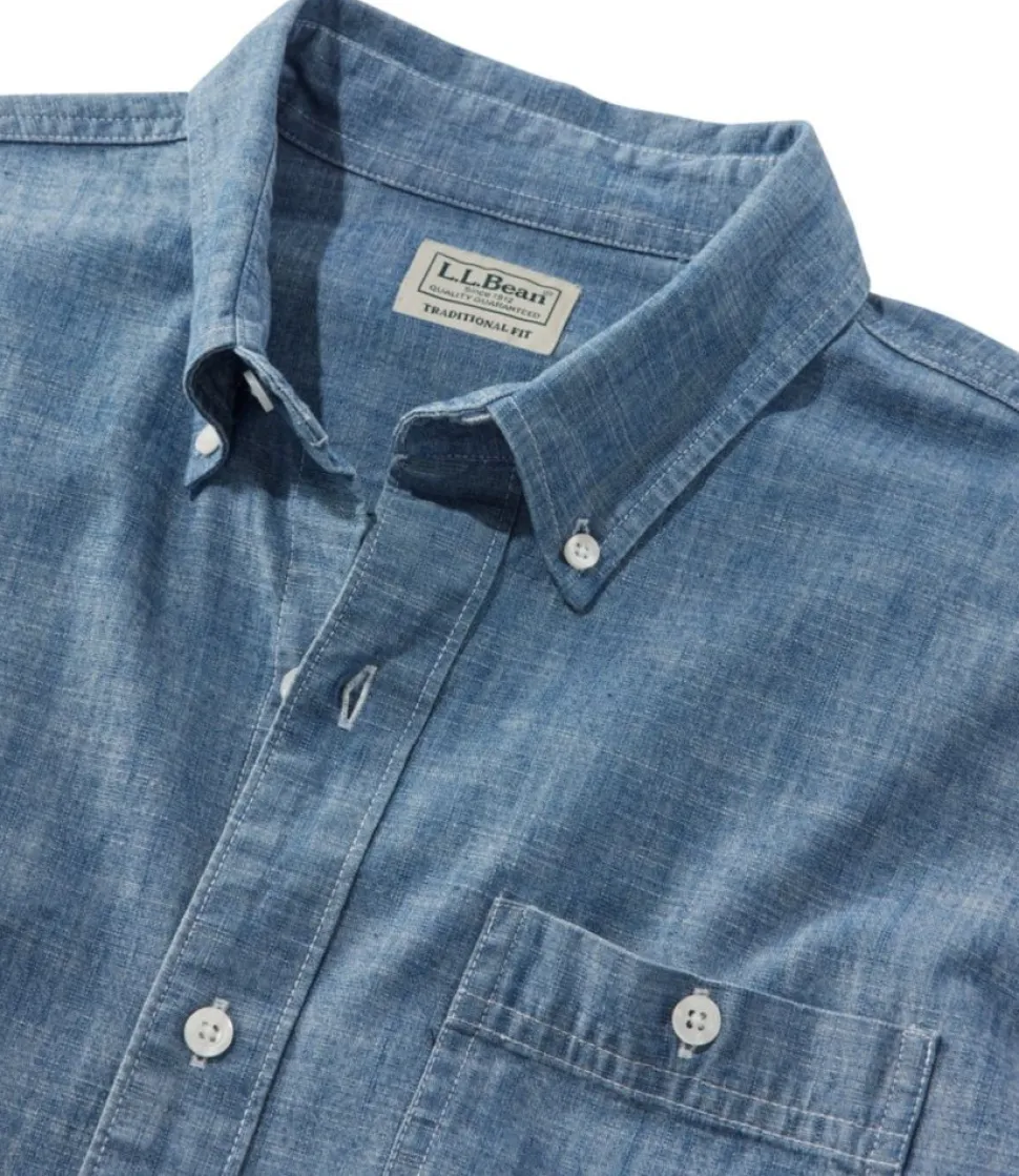 New L.L.Bean "Men's Comfort Stretch Chambray Shirt, Traditional Untucked Fit, Long-Sleeve"