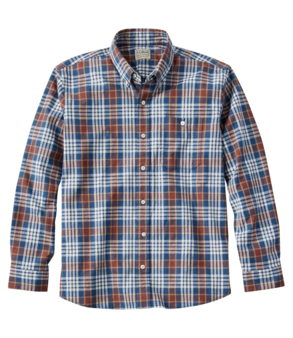 Shop L.L.Bean "Men's Comfort Stretch Chambray Shirt, Traditional Untucked Fit, Long-Sleeve, Print"