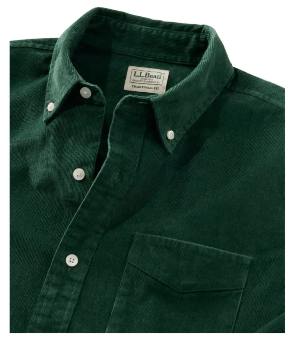 Outlet L.L.Bean "Men's Comfort Stretch Corduroy Shirt, Long-Sleeve, Traditional Untucked Fit"