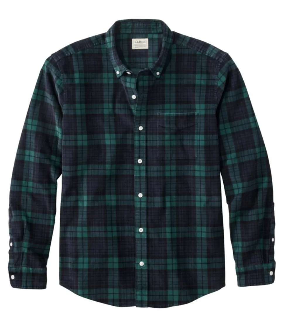 New L.L.Bean "Men's Comfort Stretch Corduroy Shirt, Long-Sleeve, Traditional Untucked Fit, Print" Blackwatch