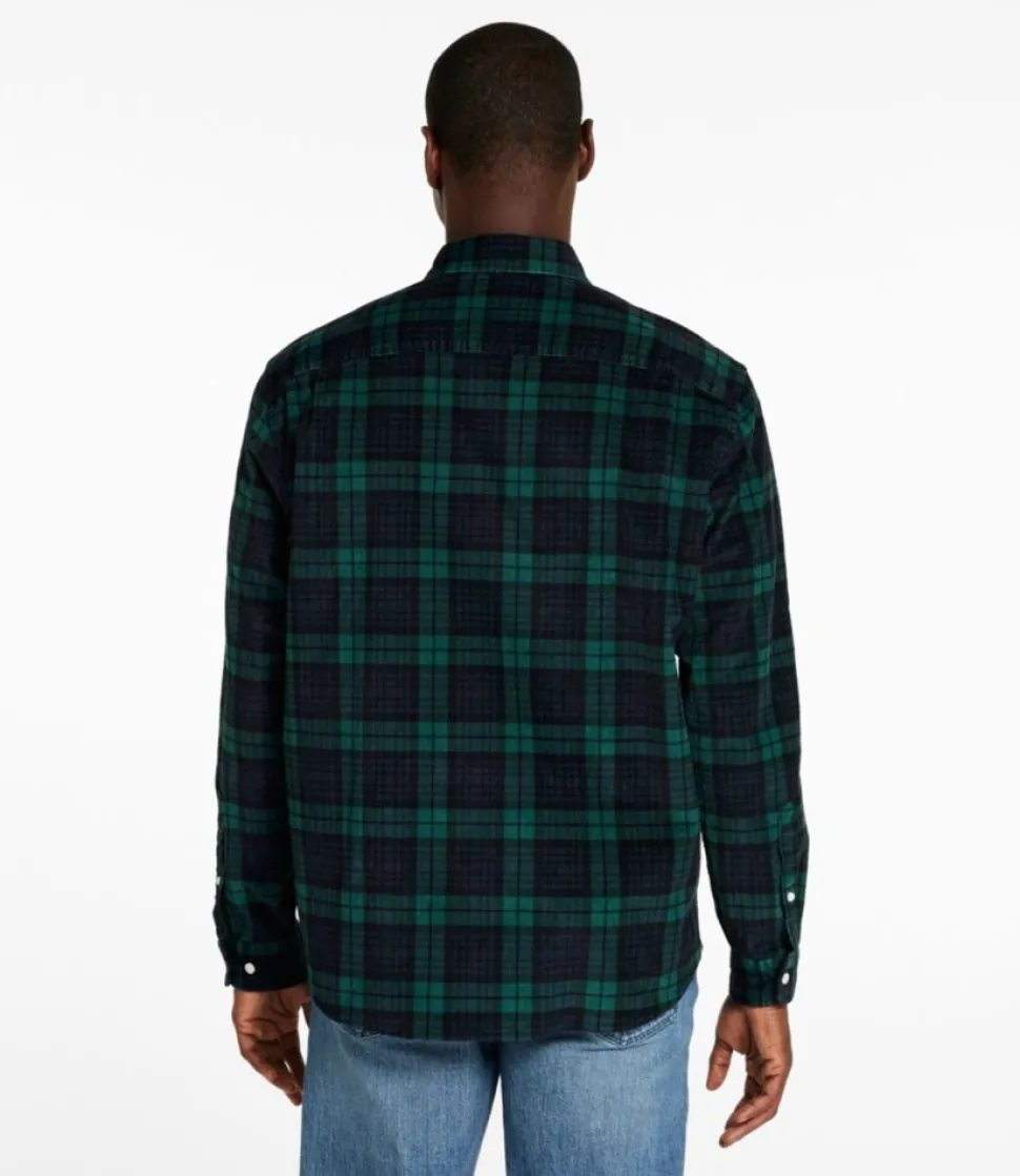 New L.L.Bean "Men's Comfort Stretch Corduroy Shirt, Long-Sleeve, Traditional Untucked Fit, Print" Blackwatch