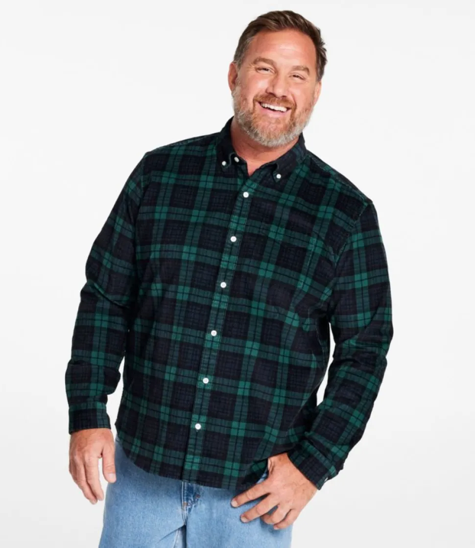 New L.L.Bean "Men's Comfort Stretch Corduroy Shirt, Long-Sleeve, Traditional Untucked Fit, Print" Blackwatch