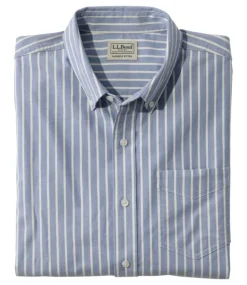 Online L.L.Bean "Men's Comfort Stretch Oxford Shirt, Slightly Fitted Untucked Fit, Stripe" BrightBlue