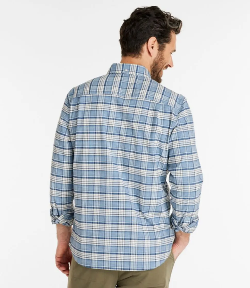 Fashion L.L.Bean "Men's Comfort Stretch Oxford Shirt, Slightly Fitted Untucked Fit, Plaid"