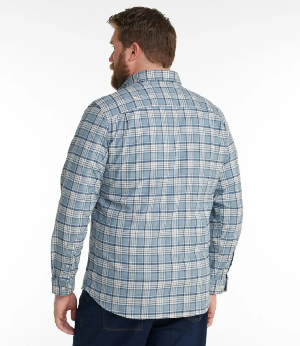 Fashion L.L.Bean "Men's Comfort Stretch Oxford Shirt, Slightly Fitted Untucked Fit, Plaid"