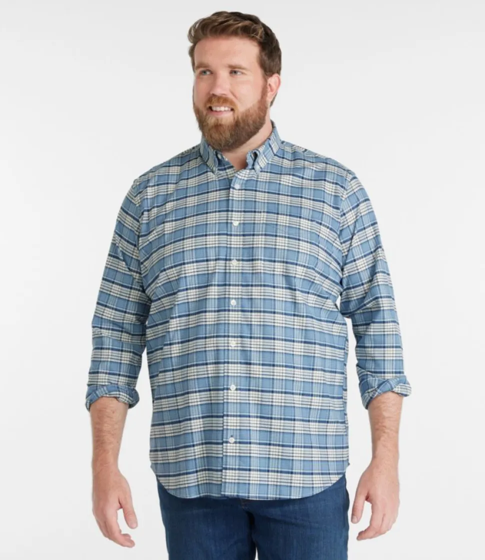 Sale L.L.Bean "Men's Comfort Stretch Oxford Shirt, Traditional Untucked Fit, Plaid"