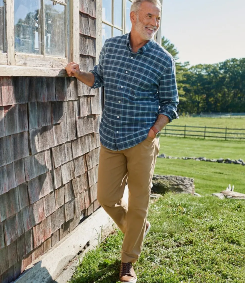 Sale L.L.Bean "Men's Comfort Stretch Oxford Shirt, Traditional Untucked Fit, Plaid"