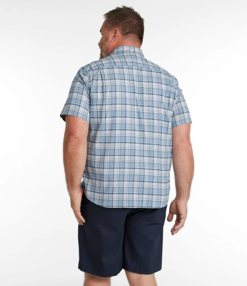 Clearance L.L.Bean "Men's Comfort Stretch Oxford, Slightly Fitted Untucked Fit, Short-Sleeve, Plaid"