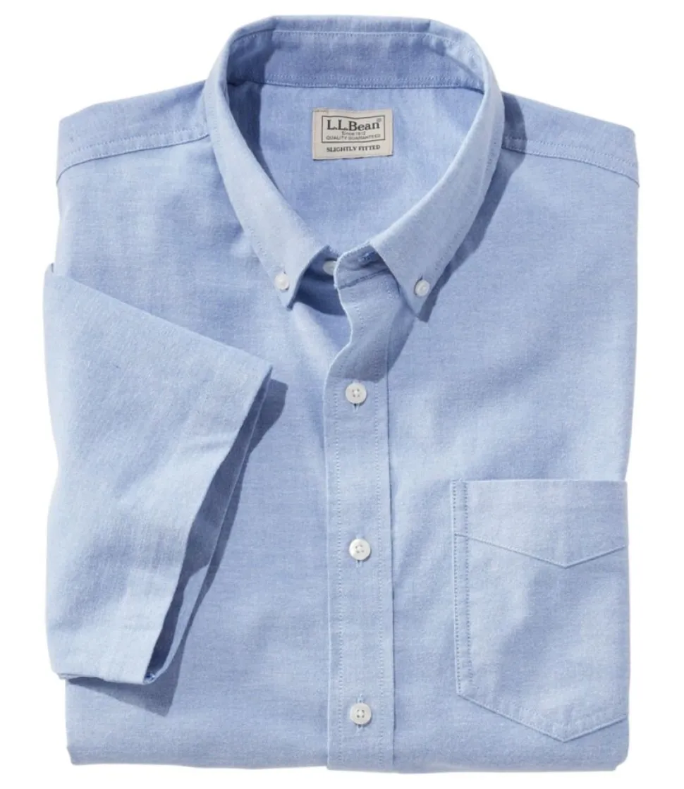 Clearance L.L.Bean "Men's Comfort Stretch Oxford Shirt, Slightly Fitted Untucked Fit, Short-Sleeve"